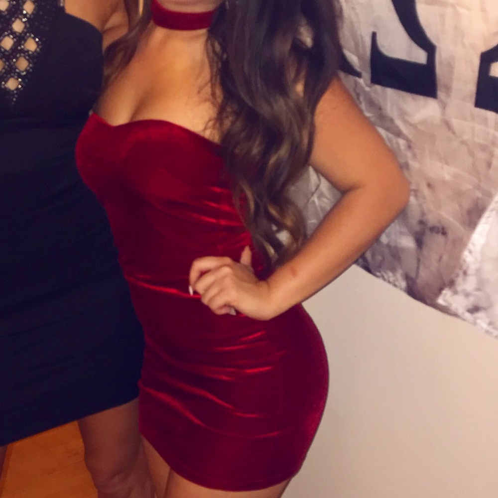 fashion nova red velvet dress